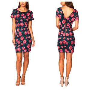 NWT Betsey Johnson Full Bloom Floral Print Scuba Knit Cocktail Dress Women's 8